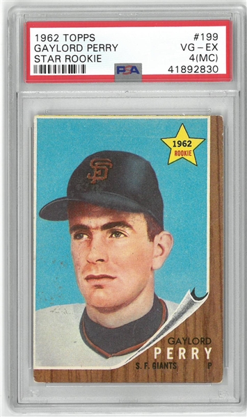 Gaylord Perry 1962 Topps Rookie Card PSA 4 (MC)