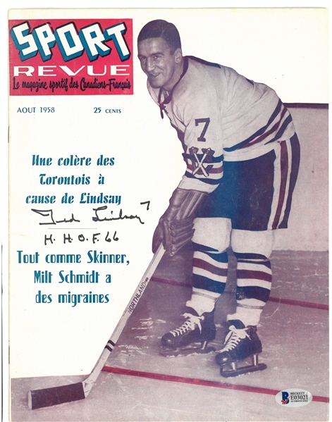 Ted Lindsay Autographed 1958 Sport Revue Magazine
