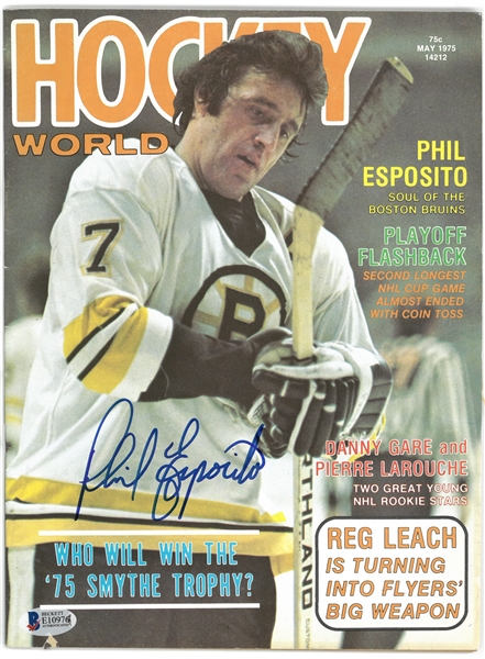 Phil Esposito Autographed 1975 Hockey World Magazine