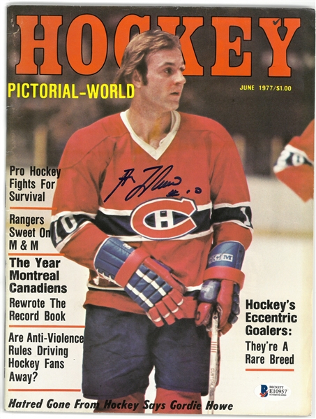Guy Lafleur Autographed 1977 Hockey Pictorial-World Magazine