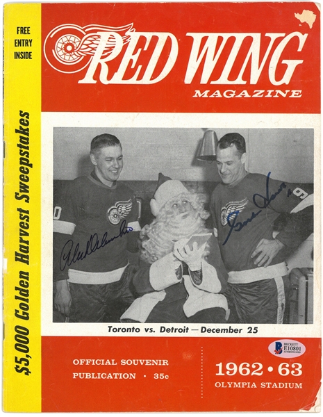 Gordie Howe & Alex Delvecchio Autographed 1962/63 Program