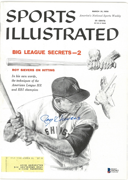 Roy Sievers Autographed 1958 Sports Illustrated