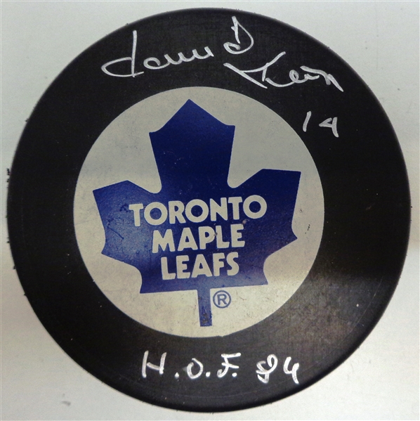 Dave Keon Autographed Maple Leafs Puck with HOF