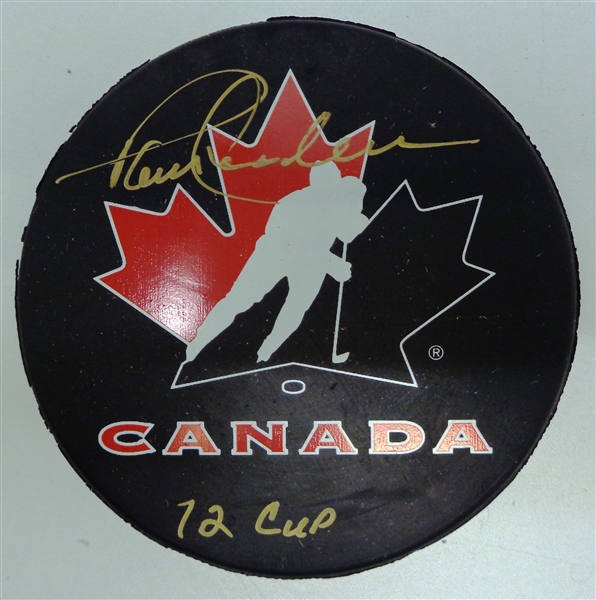 Paul Henderson Autographed Canada Puck w 72 Cup