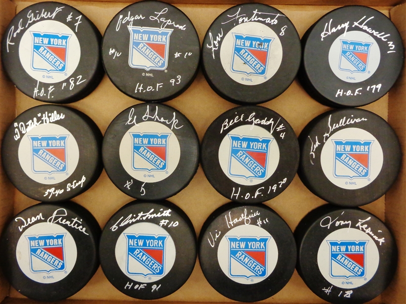 New York Rangers Stars Autographed Puck Lot of 12