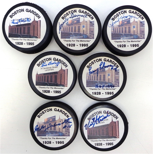 Boston Garden Autographed Puck lot of 7