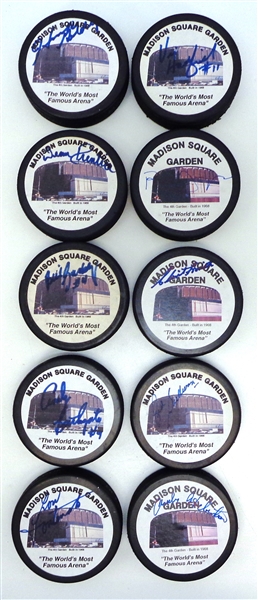 Madison Square Garden Autographed Puck Lot of 10