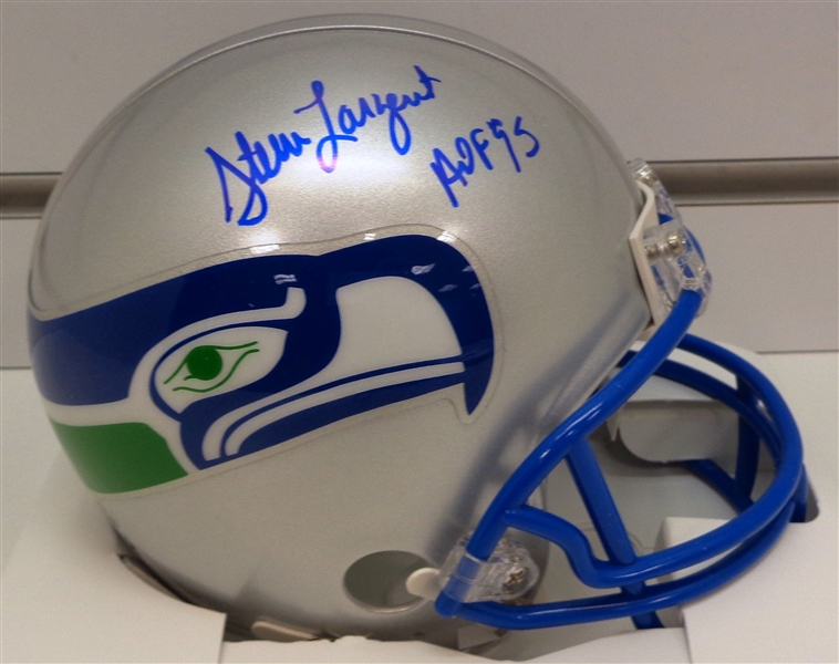 Steve Largent Autographed Seahawks Mini Helmet with HOF 
