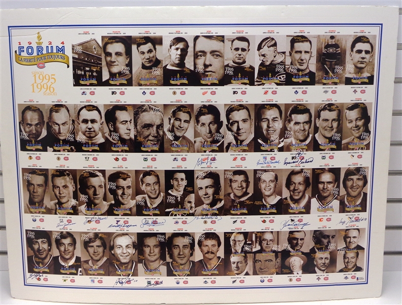 Montreal Canadiens Legends Mounted Poster Signed by 13
