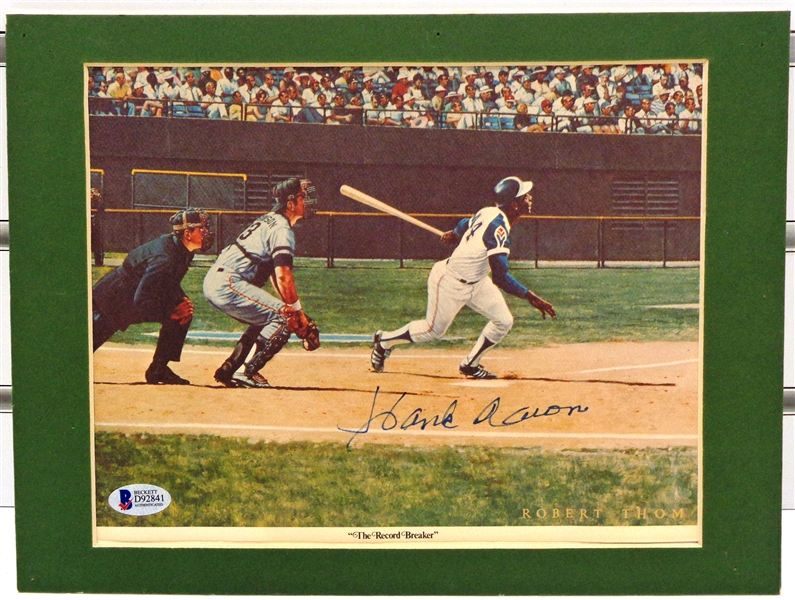 Hank Aaron Autographed Matted Photo