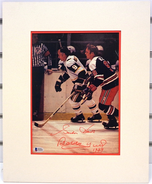 Gordie Howe & Bobby Hull Autographed Matted Photo