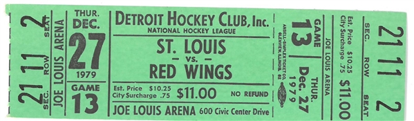 1st Game at Joe Louis Arena Red Wings Ticket