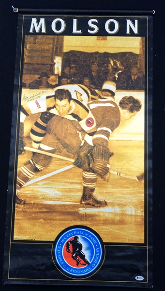 Milt Schmidt Signed 18x36 Molson Banner