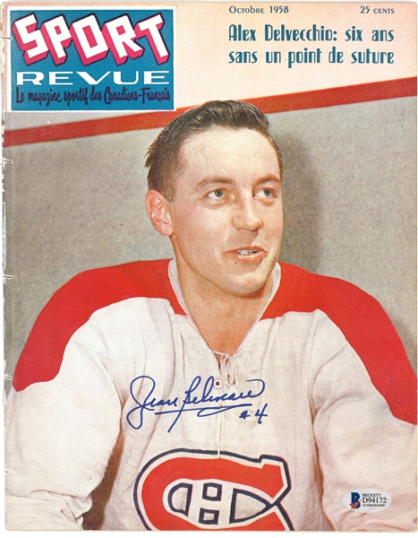 Jean Beliveau Autographed 1958 Sport Revue