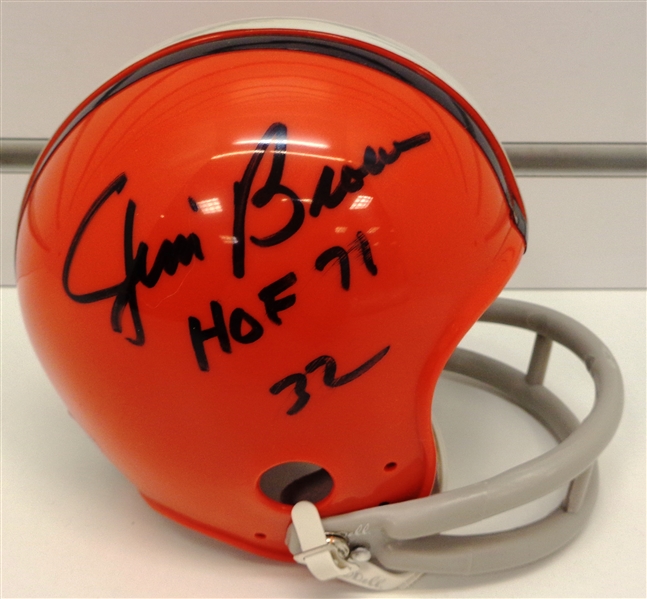 Jim Brown Autographed Mini Helmet w/ HOF 71