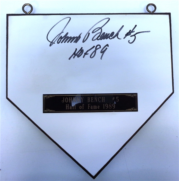 Johnny Bench Autographed Mini Home Plate