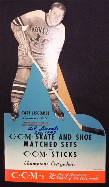 Carl Liscombe Autographed Vintage CCM Advertising Display