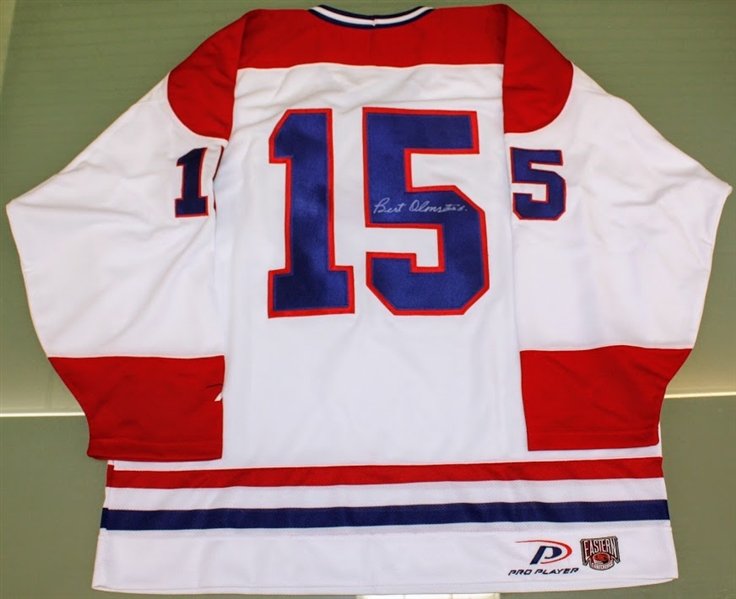 Bert Olmstead Autographed Canadiens Jersey