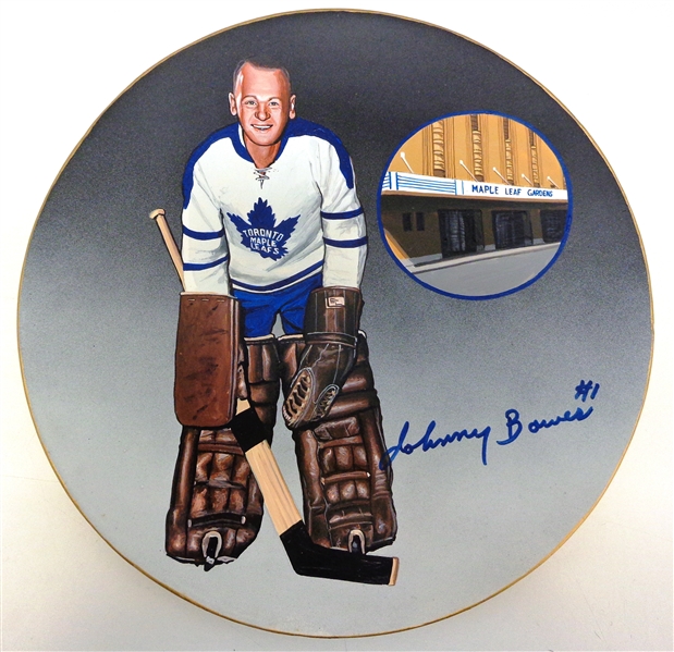 Johnny Bower Autographed Hand Painted 10" Plate