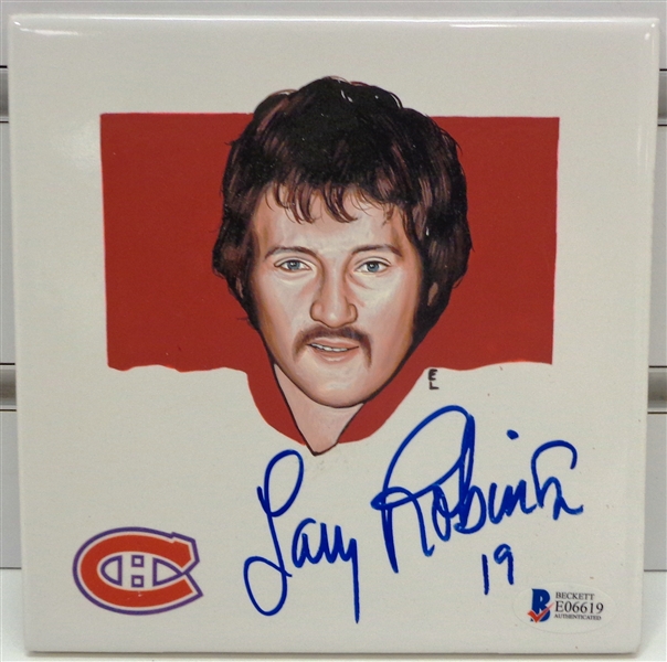 Larry Robinson Autographed Hand Painted 6" Tile
