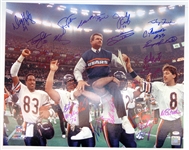 1985 Chicago Bears Team Signed Super Bowl XX Ditka Carried Off Field 16x20 Photo (22 Sigs)