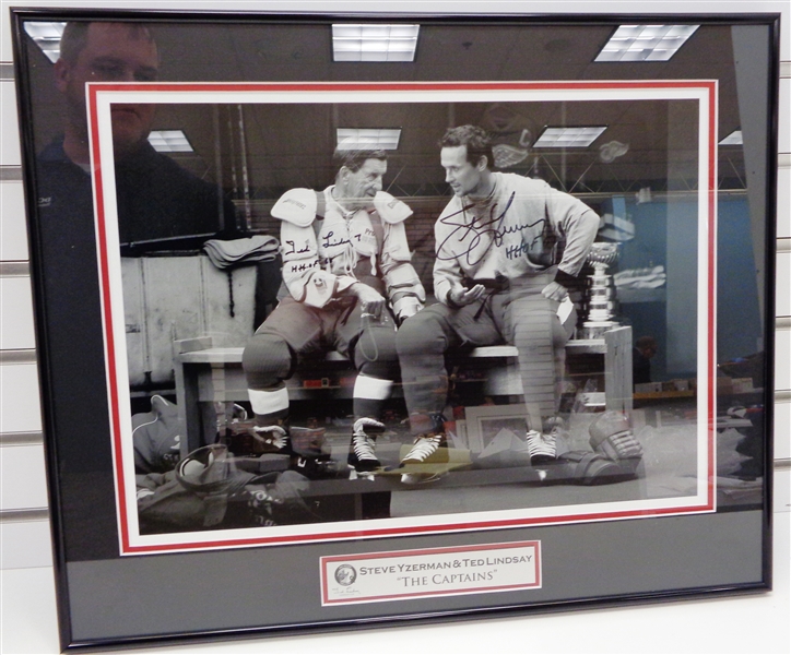 Ted Lindsay & Steve Yzerman "The Captains" Signed & Framed Photo