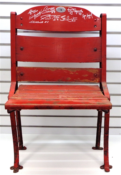 Chicago Stadium Chair Signed by 8 Hall of Famers