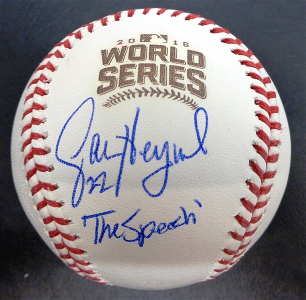 Jason Heyward Autographed 2016 World Series Ball w/ "The Speech"