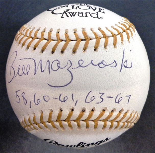 Bill Mazeroski Autographed Baseball w/ Gold Glove Years