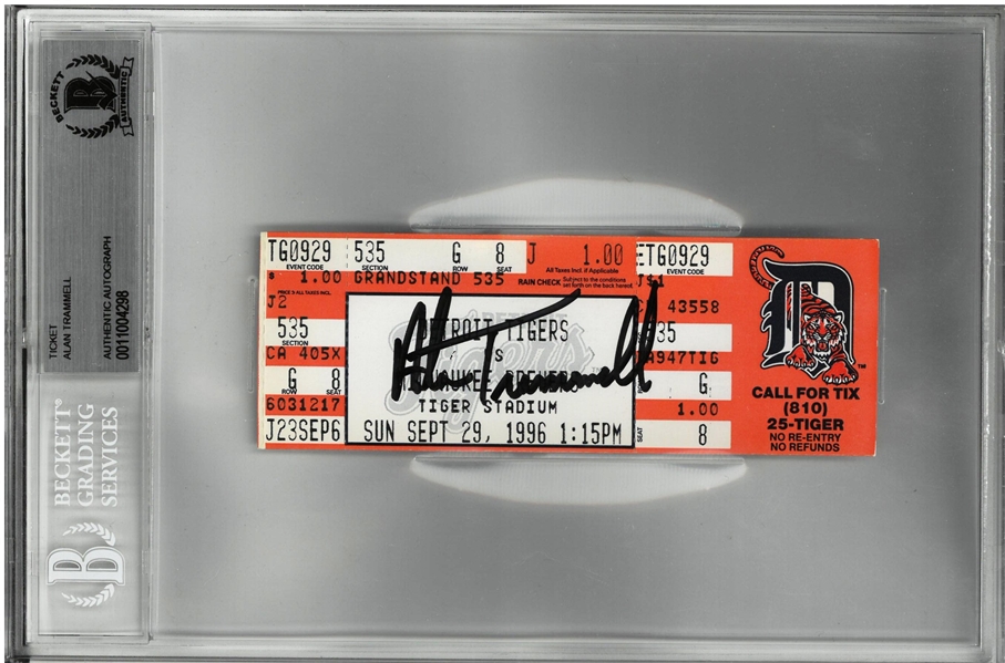 Alan Trammell Autographed Last Game Ticket