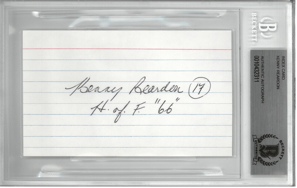 Kenny Reardon Autographed 3x5 Index Card