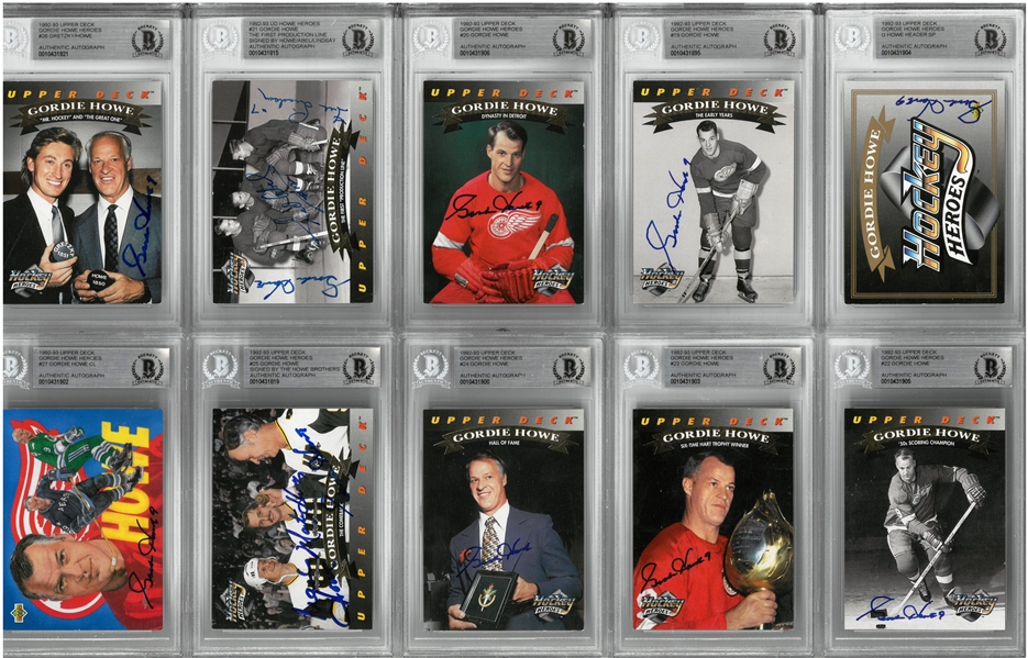 Gordie Howe Heroes of Hockey Autographed 10 Card Set