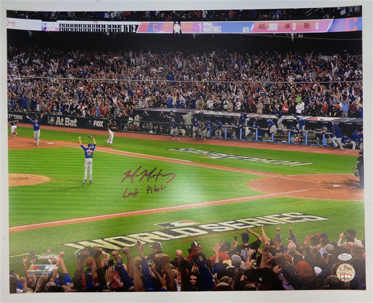 Mike Montgomery Signed Chicago Cubs 2016 World Series Game 7 Last Out 16x20 Photo w/Last Pitch