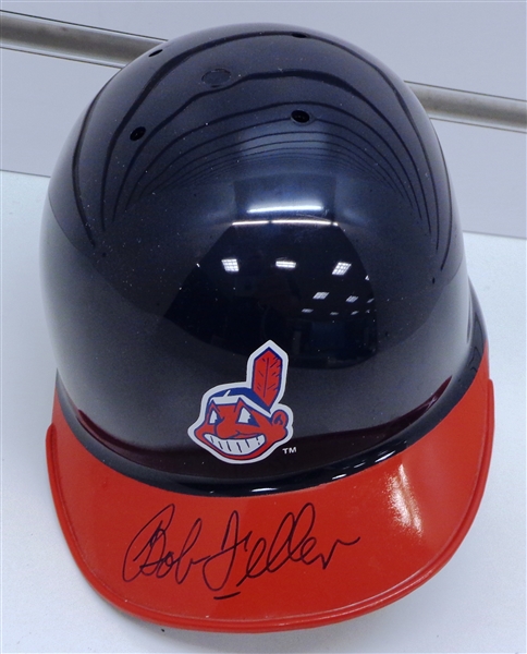 Bob Feller Autographed Indians Mini Helmet