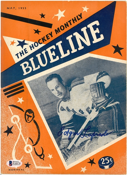 Edgar Laprade Autographed 1955 Blueline Magazine