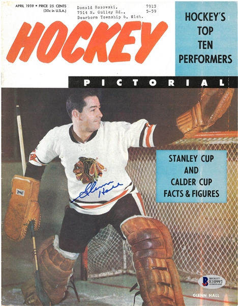 Glenn Hall Autographed 1959 Hockey Pictorial