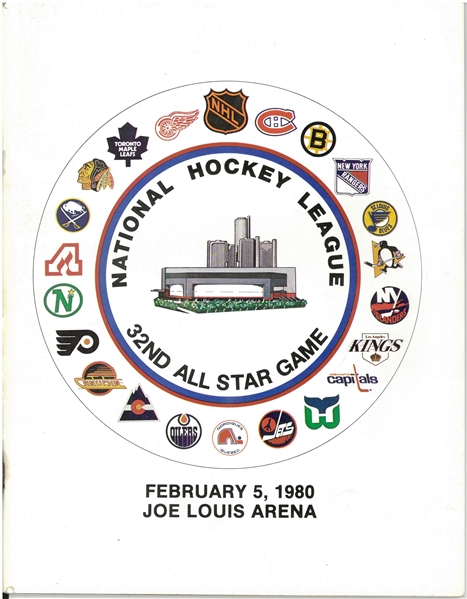 1980 NHL All Star Game Program - Joe Louis in Detroit