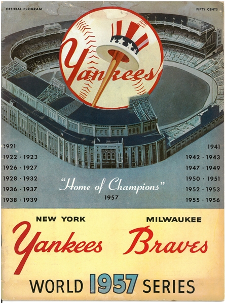 1957 World Series Program - Yankees vs Braves