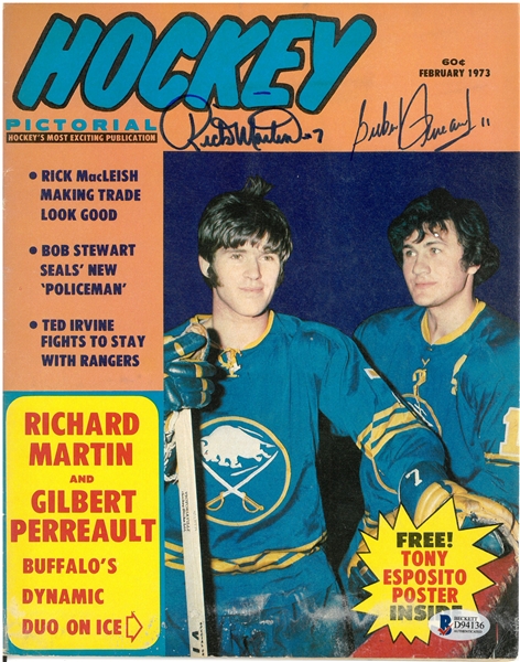 Gilbert Perreault & Rick Martin Autographed 1973 Hockey Pictorial