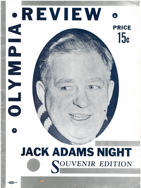 1940/41 Red Wings Jack Adams Night Program