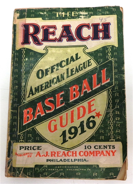 1916 Reach Official American League Baseball Guide