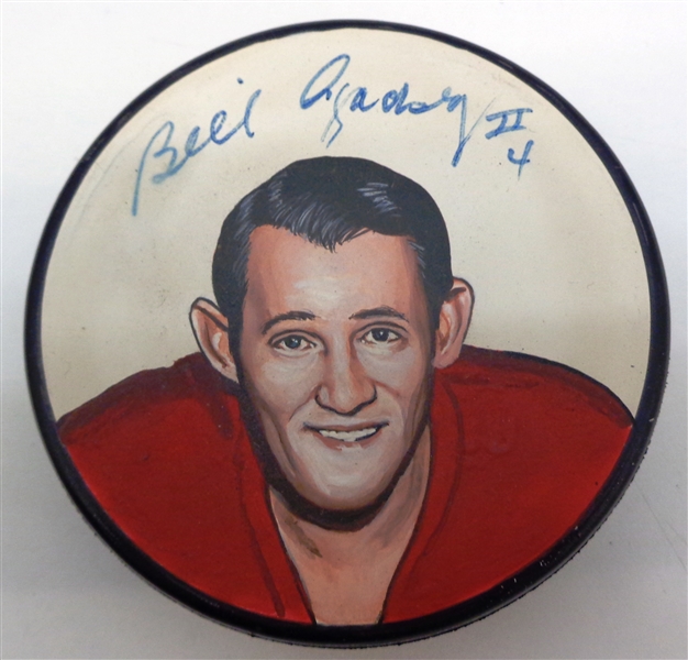 Bill Gadsby Autographed Hand Painted Puck