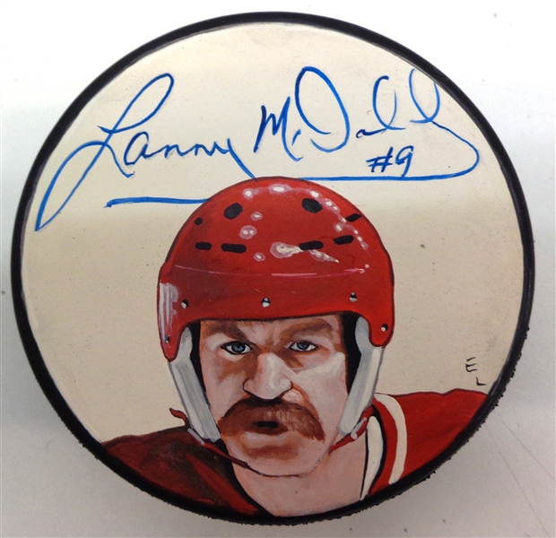 Lanny McDonald Autographed Hand Painted Puck