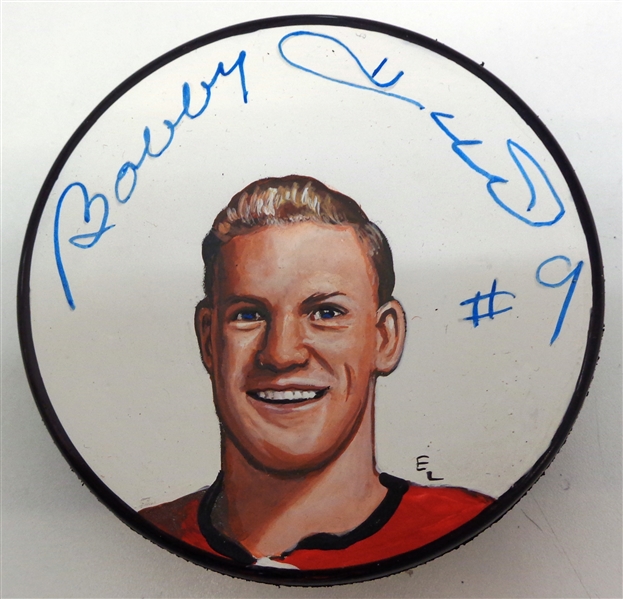 Bobby Hull Autographed Hand Painted Puck