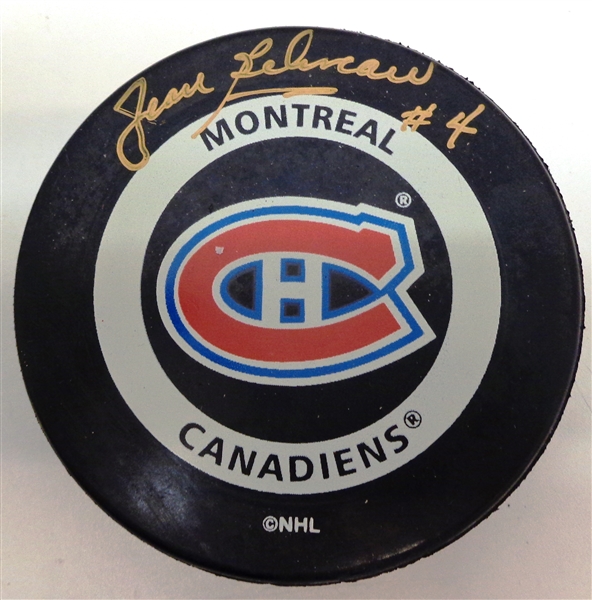 Jean Beliveau Autographed Canadiens Game Puck