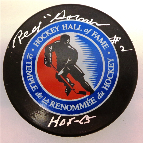 Red Horner Autographed Hall of Fame Puck