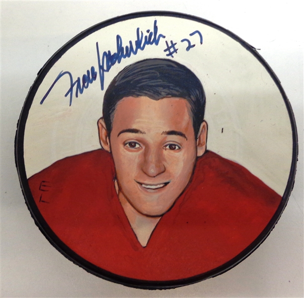 Frank Mahovlich Autographed Hand Painted Puck