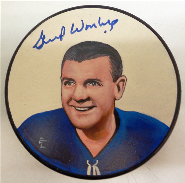 Gump Worsley Autographed Hand Painted Puck