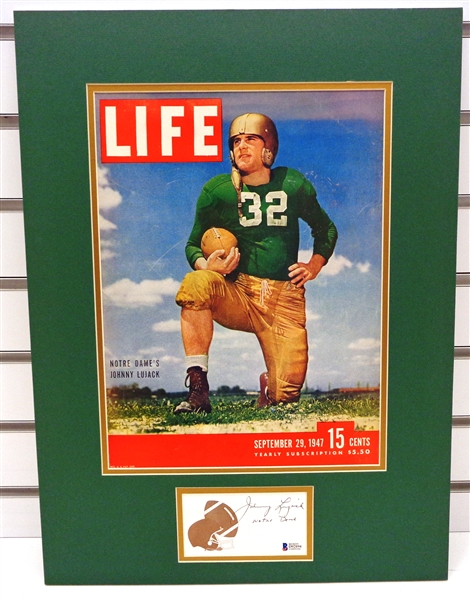 Johnny Lujack Autographed Matted Display Piece