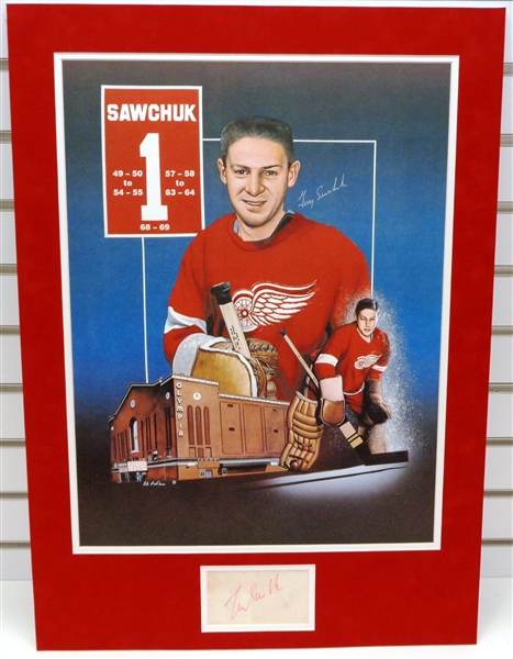 Terry Sawchuck Autographed Matted Display